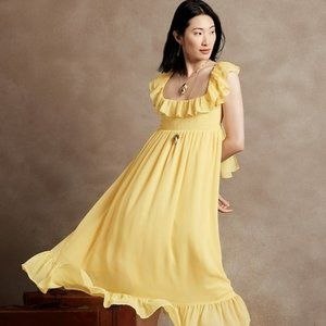 Banana Republic Empire-Waist Maxi Dress Yellow: Large